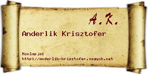 Anderlik Krisztofer névjegykártya